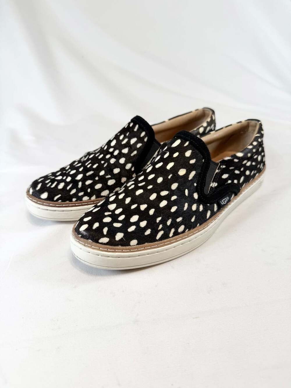 Ugg Soleda Exotic Slip-On Sneakers Calf Hair Spotted Black White Size 8 Indie Va